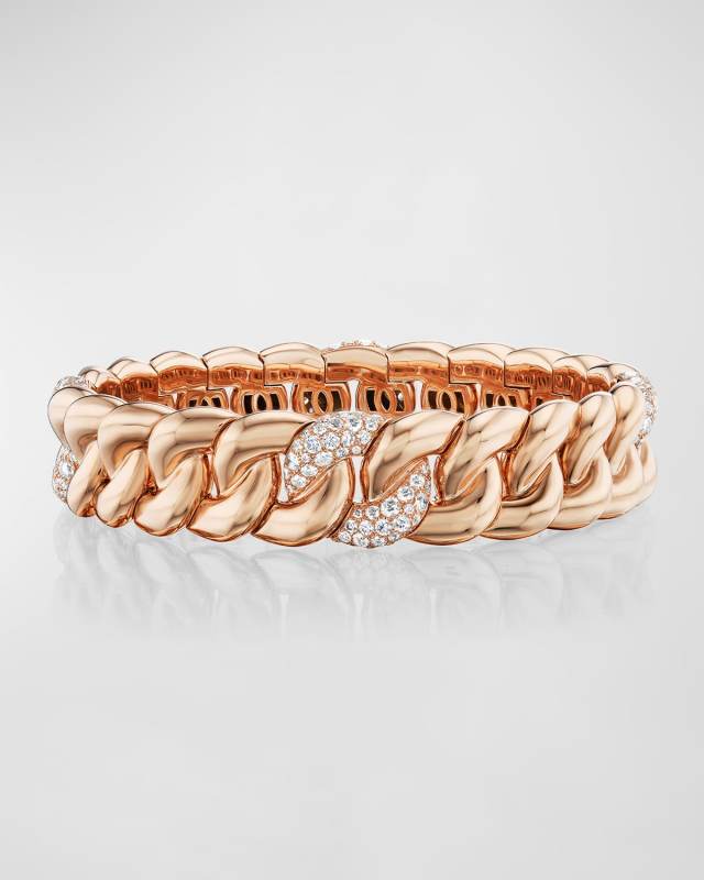 18K Rose Gold Diamond Chain Link Bracelet